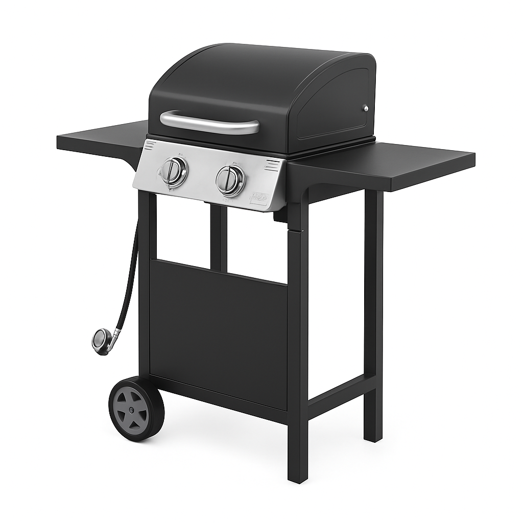 2-Burner Propane Gas Grill - Stainless Steel with Side Shelves