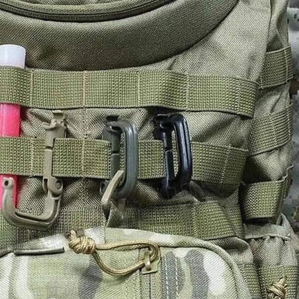 Tactical D-Ring Grimlock Carabiner Clip, 4-Pack