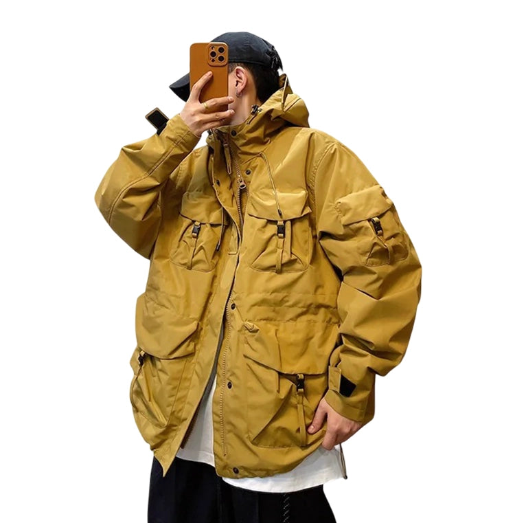 Outdoor Windbreaker Cargo Jacket - Waterproof, Tactical, Streetwear-Ready