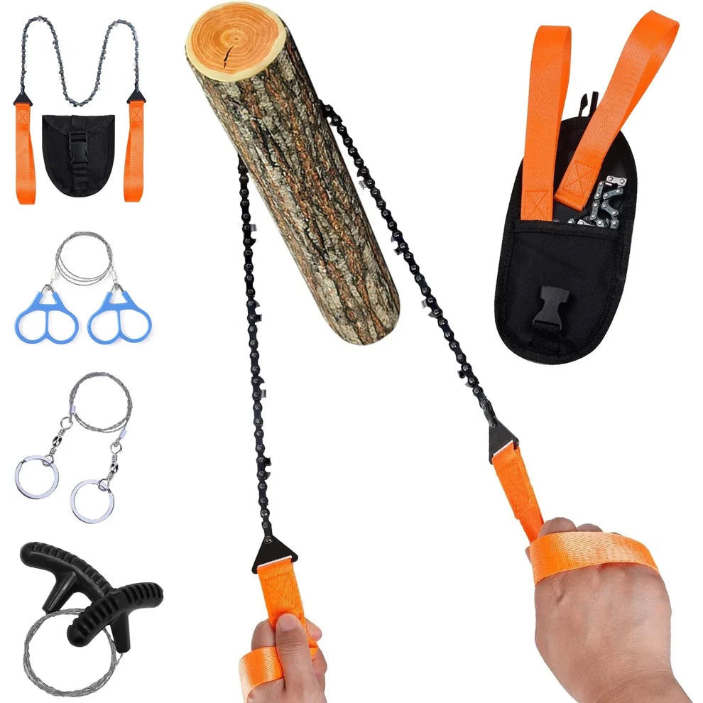 Portable Survival Chain Saw, High-Carbon Steel Tool for Outdoor