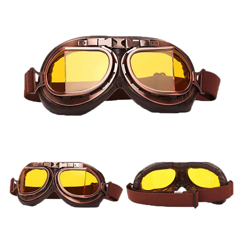 Motorcycle Glasses – Vintage Aviator Style, UV400 Protection, Anti-Fog