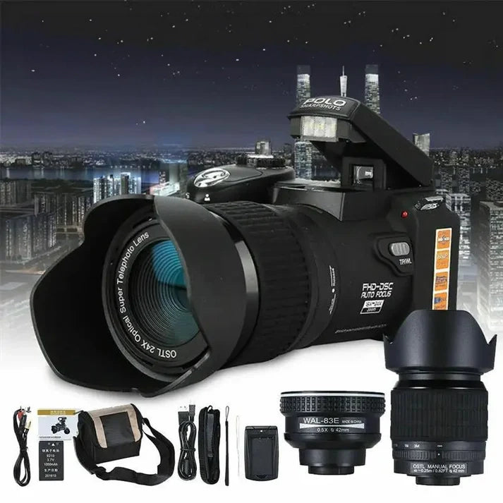 POLO D7100 Digital Camera - 33MP DSLR with 24X Optical Zoom & Full HD Video