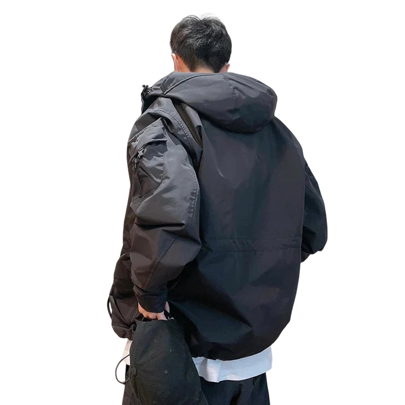Outdoor Windbreaker Cargo Jacket - Waterproof, Tactical, Streetwear-Ready