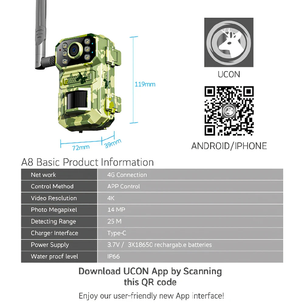 Outdoor Wildlife Trail Camera – Solar-Powered & 4G