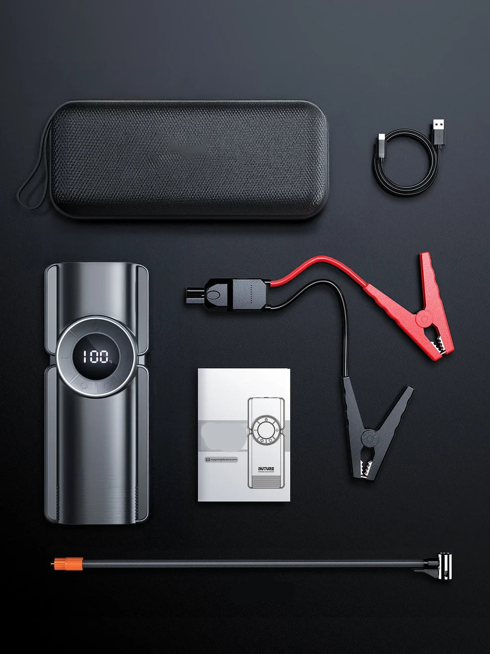 4-in-1 Jump Starter with Air Compressor, Power Bank