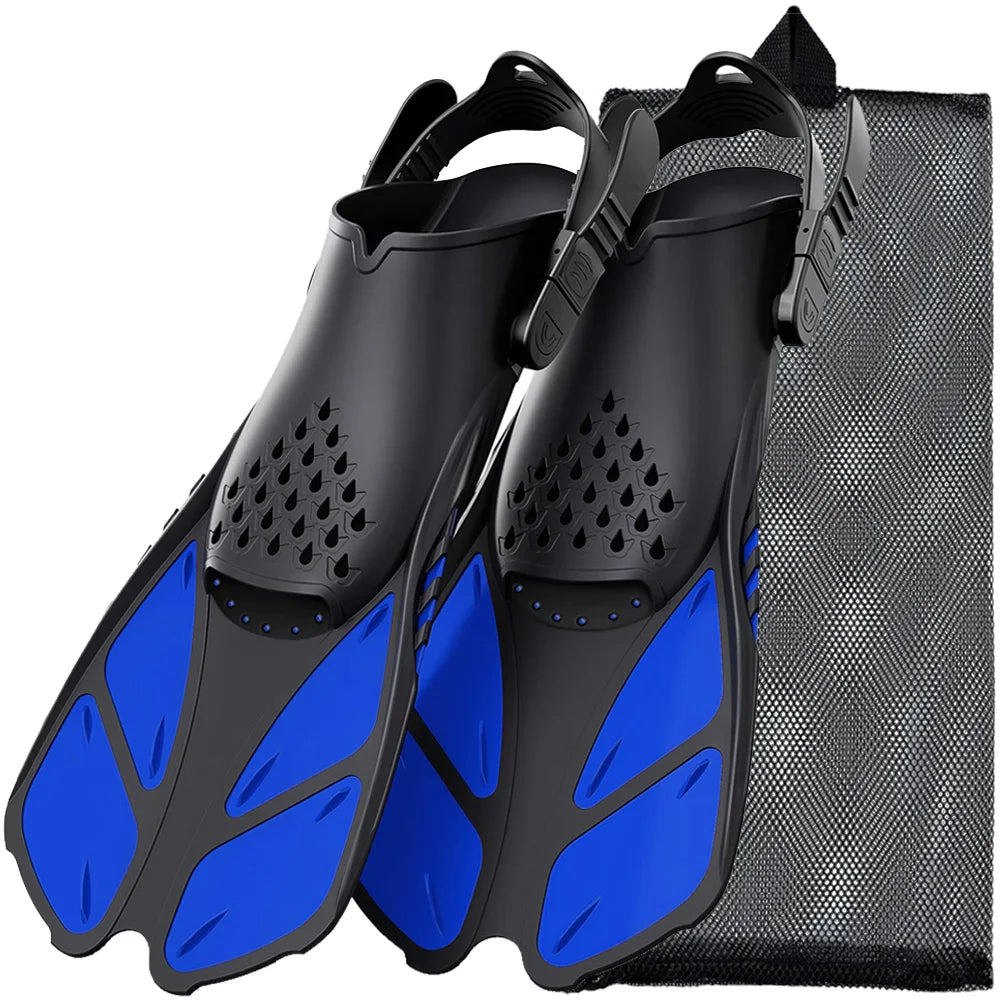 Adjustable Short Snorkel Fins, Lightweight Travel Flippers