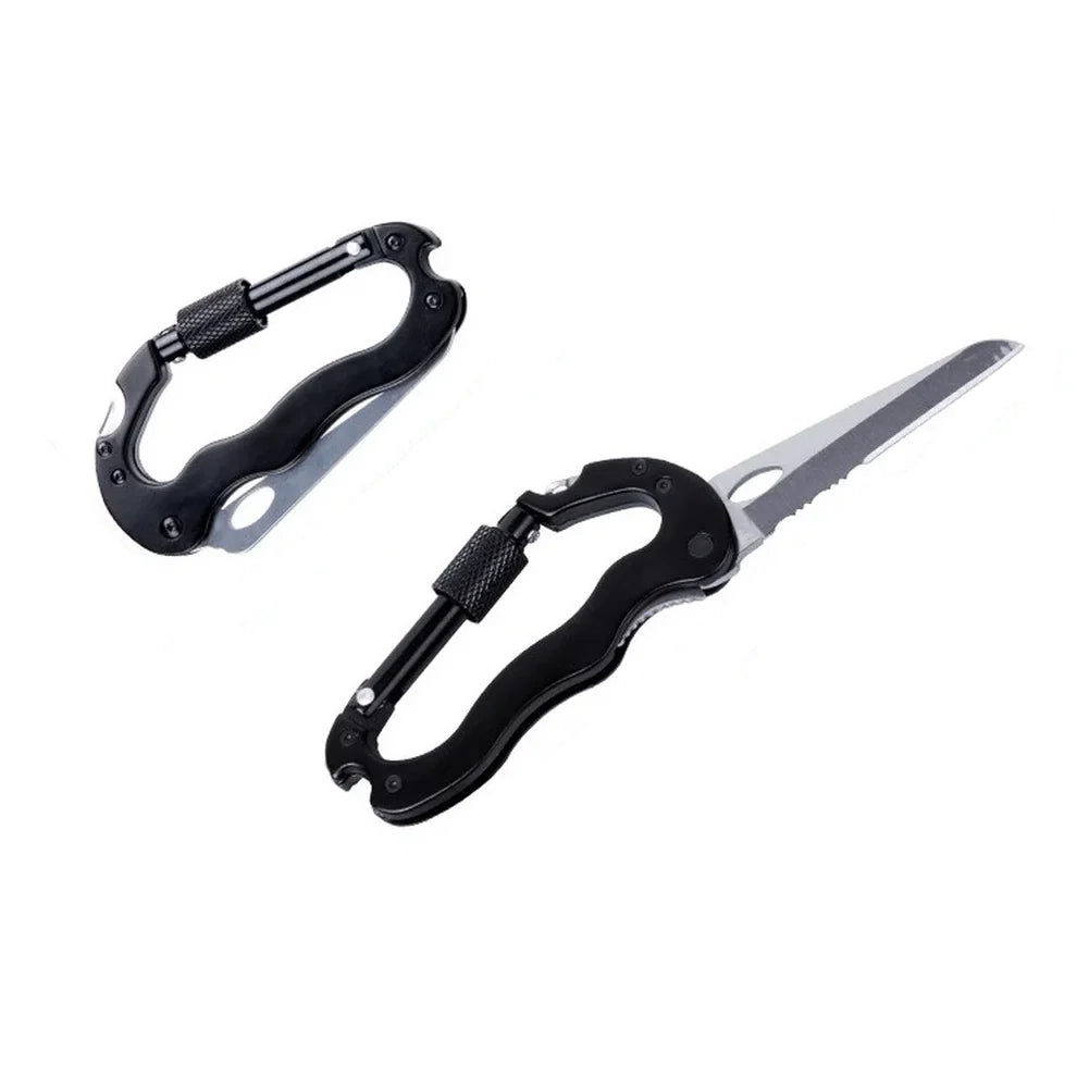 EDC Stainless Steel Mini Knife Carabiner Multitool – 6-in-1