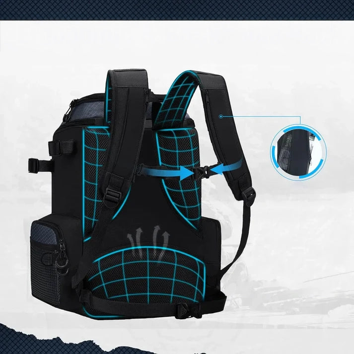 Waterproof Fishing Tackle Backpack with Rod Holders & 4 Tackle Boxes