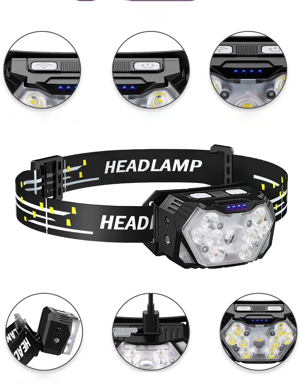9-LED Motion Sensor Rechargeable Headlamp – Waterproof & Ultra-Bright