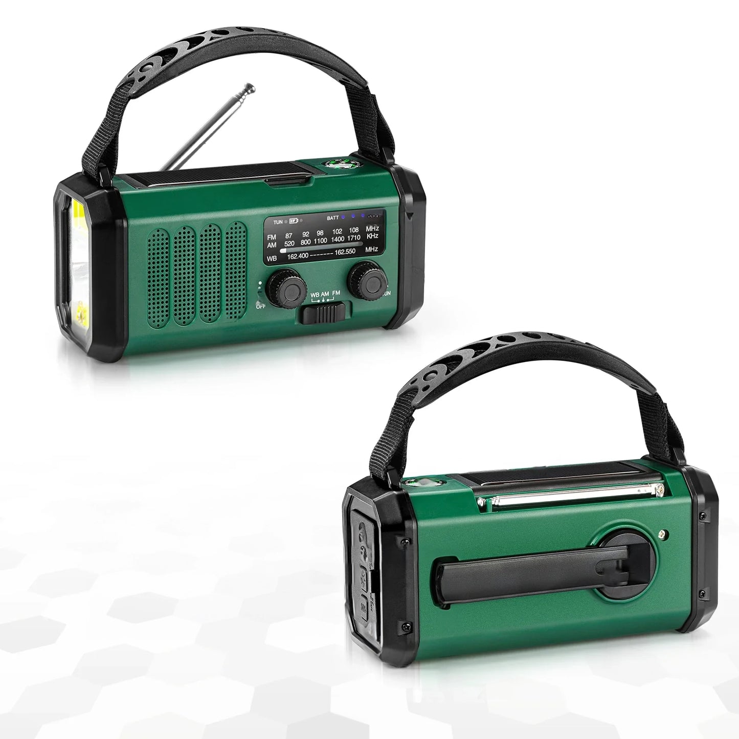 FM Emergency Radio - 10000mAh Battery with Solar & Hand Crank