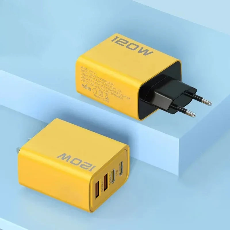 120W 4-Port Type-C Fast Charger - Compact & High-Speed Charging