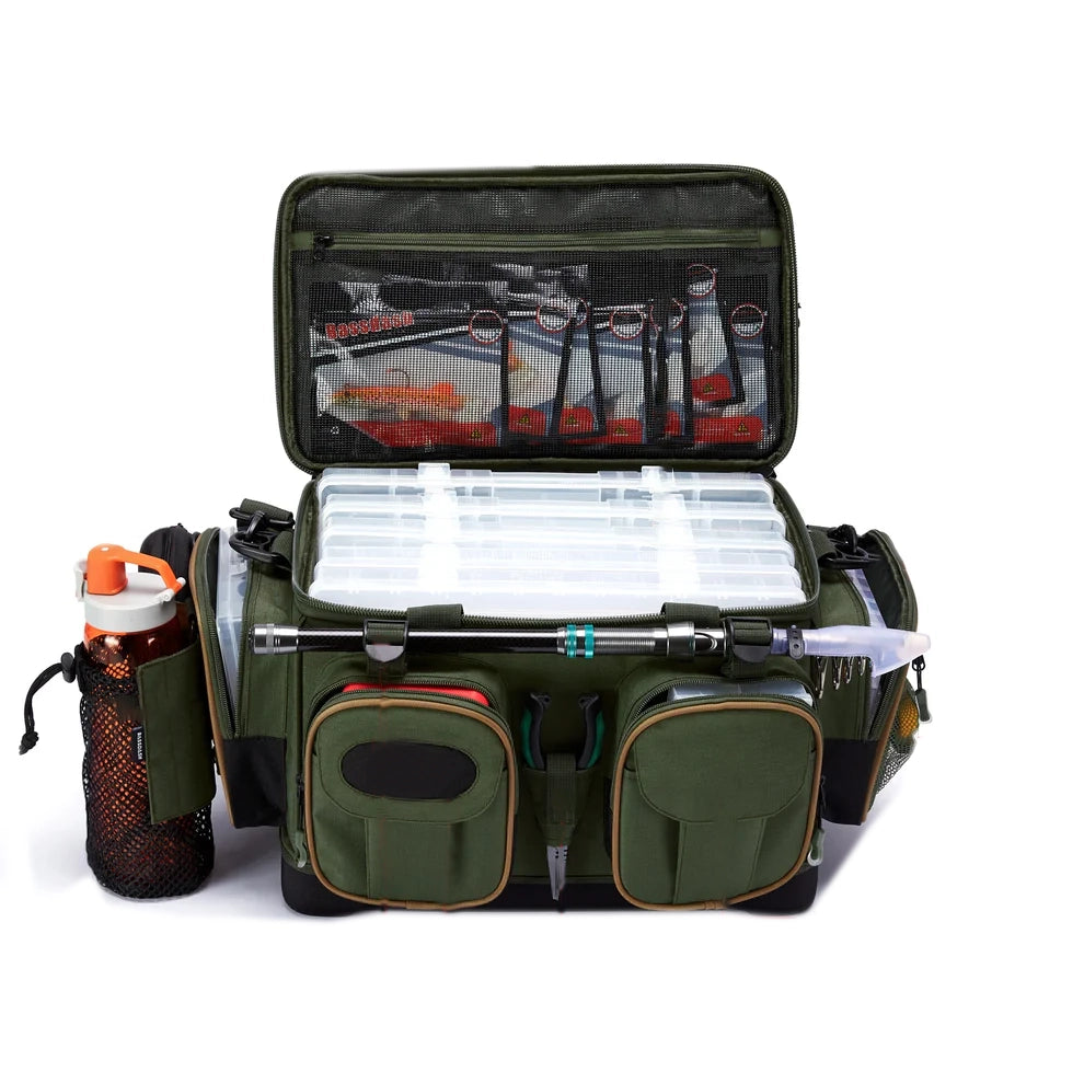 Fishing Tackle Shoulder Bag – Waterproof Base + Rain Cover