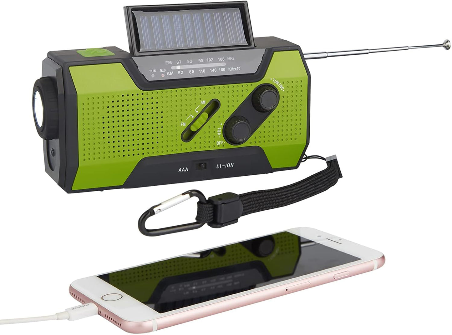 Emergency Weather Radio - Solar, USB, and Hand Crank Power with NOAA Access