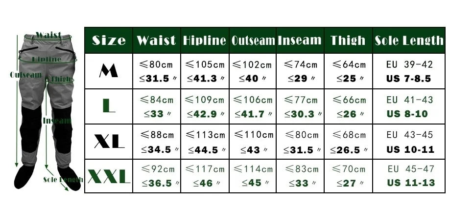 Survival Now™ 3 Layer Breathable Waterproof Fly Fishing Waist Waders