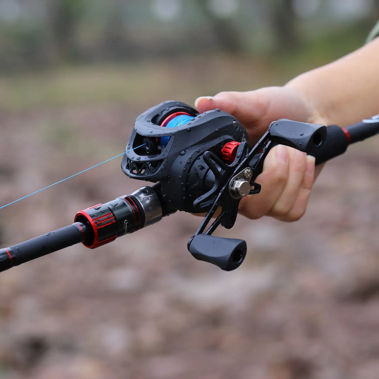 Bait Caster Fishing Rod & Reel Set, 1.8/2.1m Carbon Fiber Combo