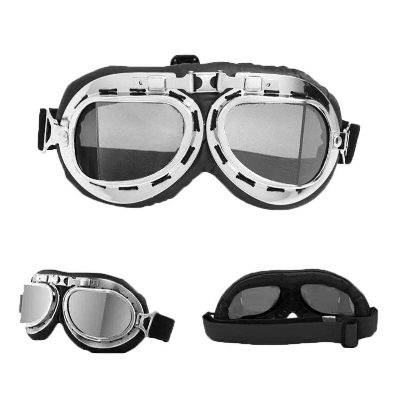 Motorcycle Glasses – Vintage Aviator Style, UV400 Protection, Anti-Fog