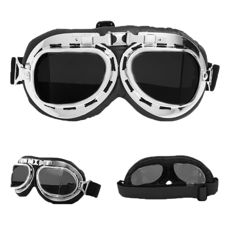 Motorcycle Glasses – Vintage Aviator Style, UV400 Protection, Anti-Fog