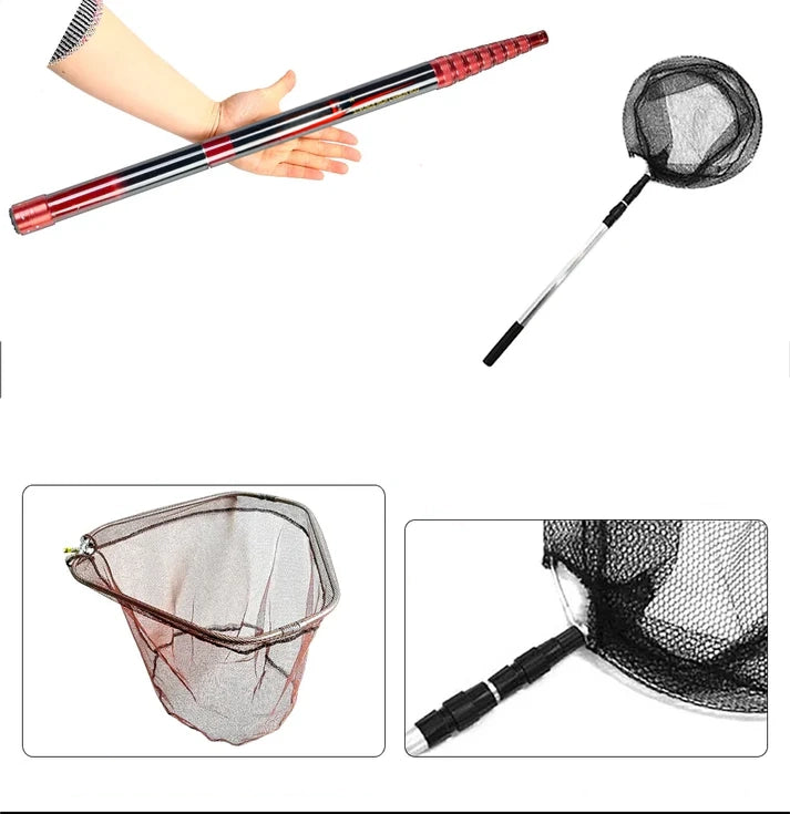 Telescoping Foldable Landing Net Pole – Carbon Fiber