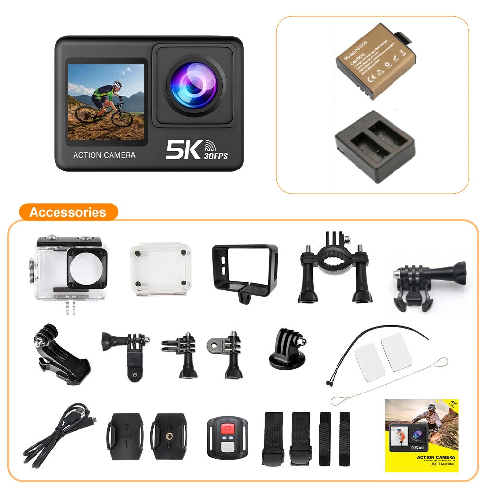 5K Action Camera - Ultra HD Recording with Waterproof & Wi-Fi Features