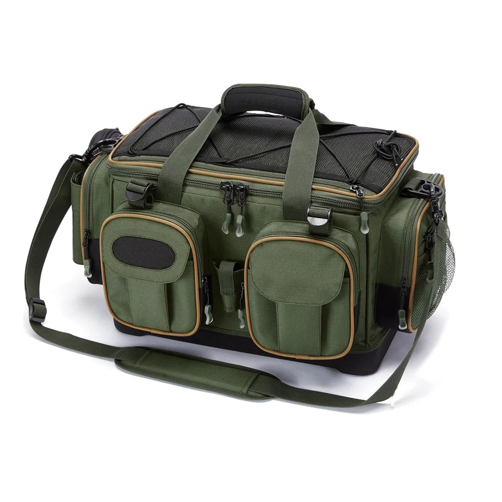 Fishing Tackle Shoulder Bag – Waterproof Base + Rain Cover
