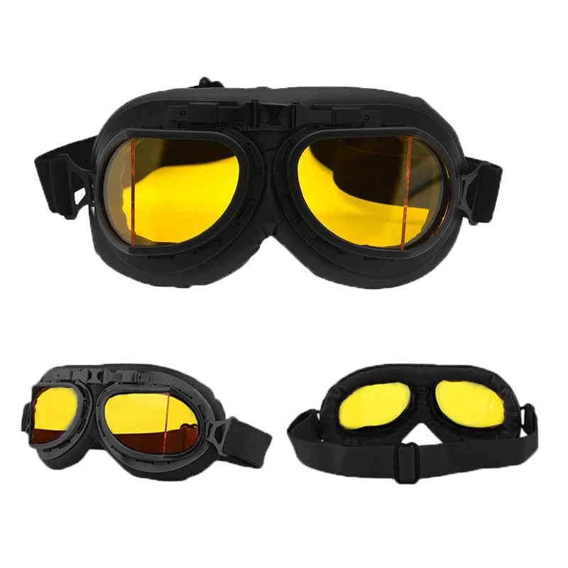 Motorcycle Glasses – Vintage Aviator Style, UV400 Protection, Anti-Fog