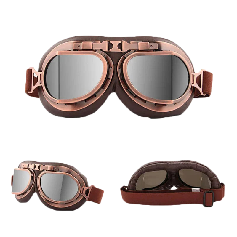 Motorcycle Glasses – Vintage Aviator Style, UV400 Protection, Anti-Fog