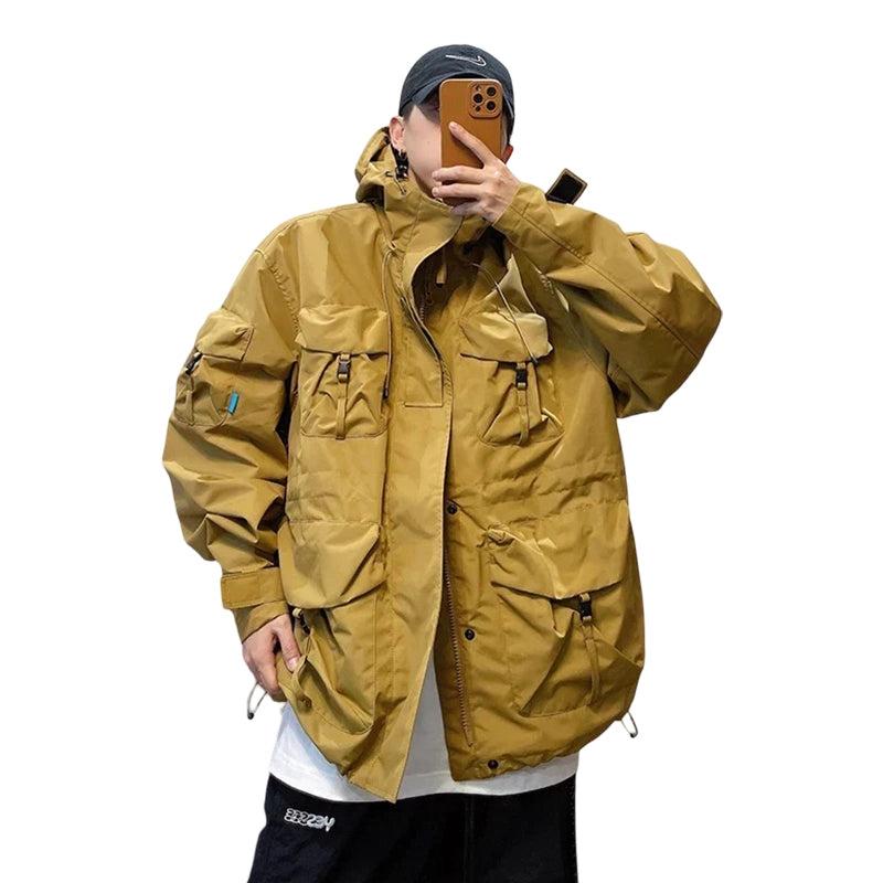 Outdoor Windbreaker Cargo Jacket - Waterproof, Tactical, Streetwear-Ready
