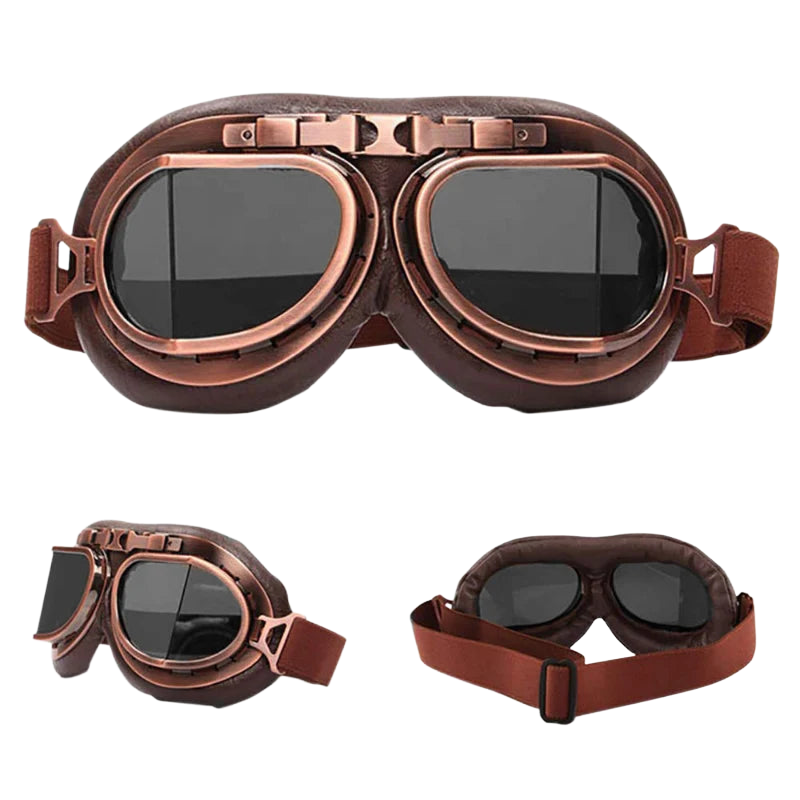Motorcycle Glasses – Vintage Aviator Style, UV400 Protection, Anti-Fog