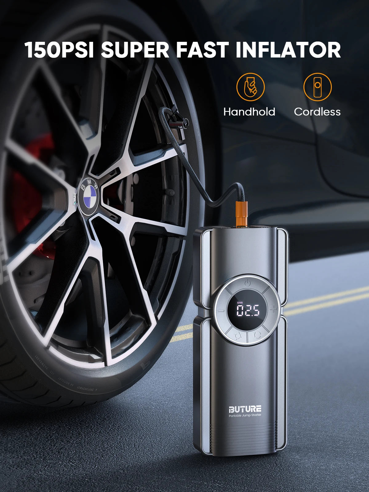 4-in-1 Jump Starter with Air Compressor, Power Bank