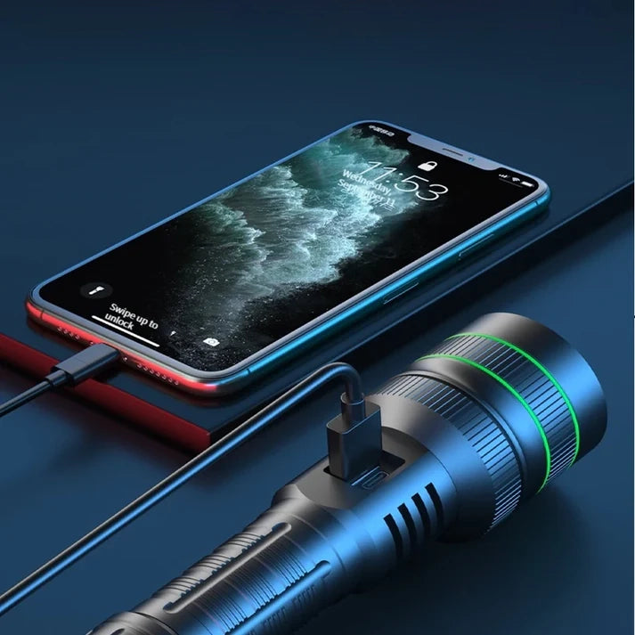 Super Long Range Tactical Torch – 10,000 Lumens & USB-C Rechargeable