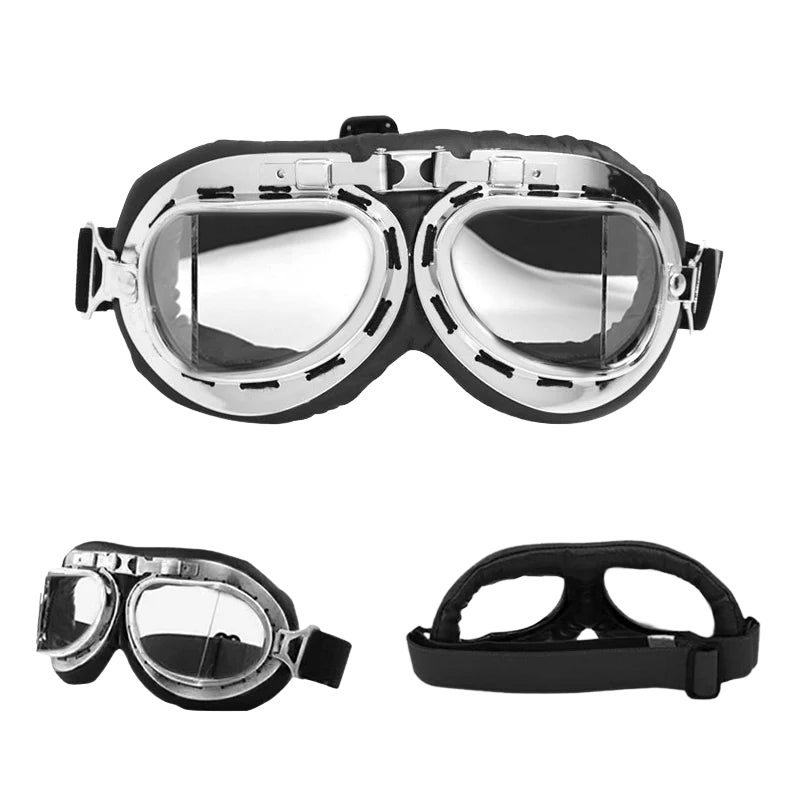 Motorcycle Glasses – Vintage Aviator Style, UV400 Protection, Anti-Fog