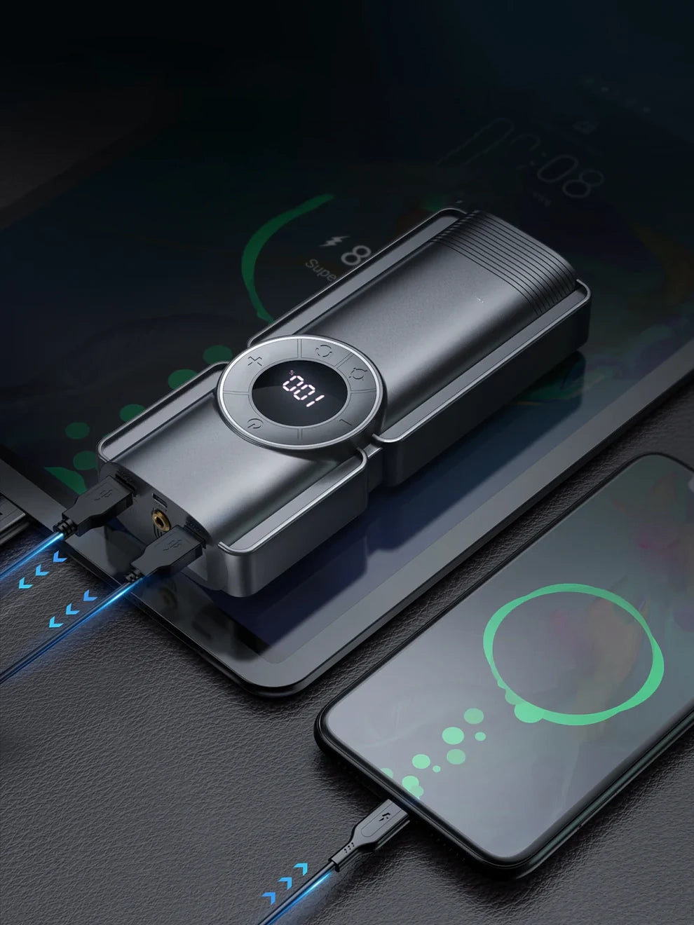 4-in-1 Jump Starter with Air Compressor, Power Bank