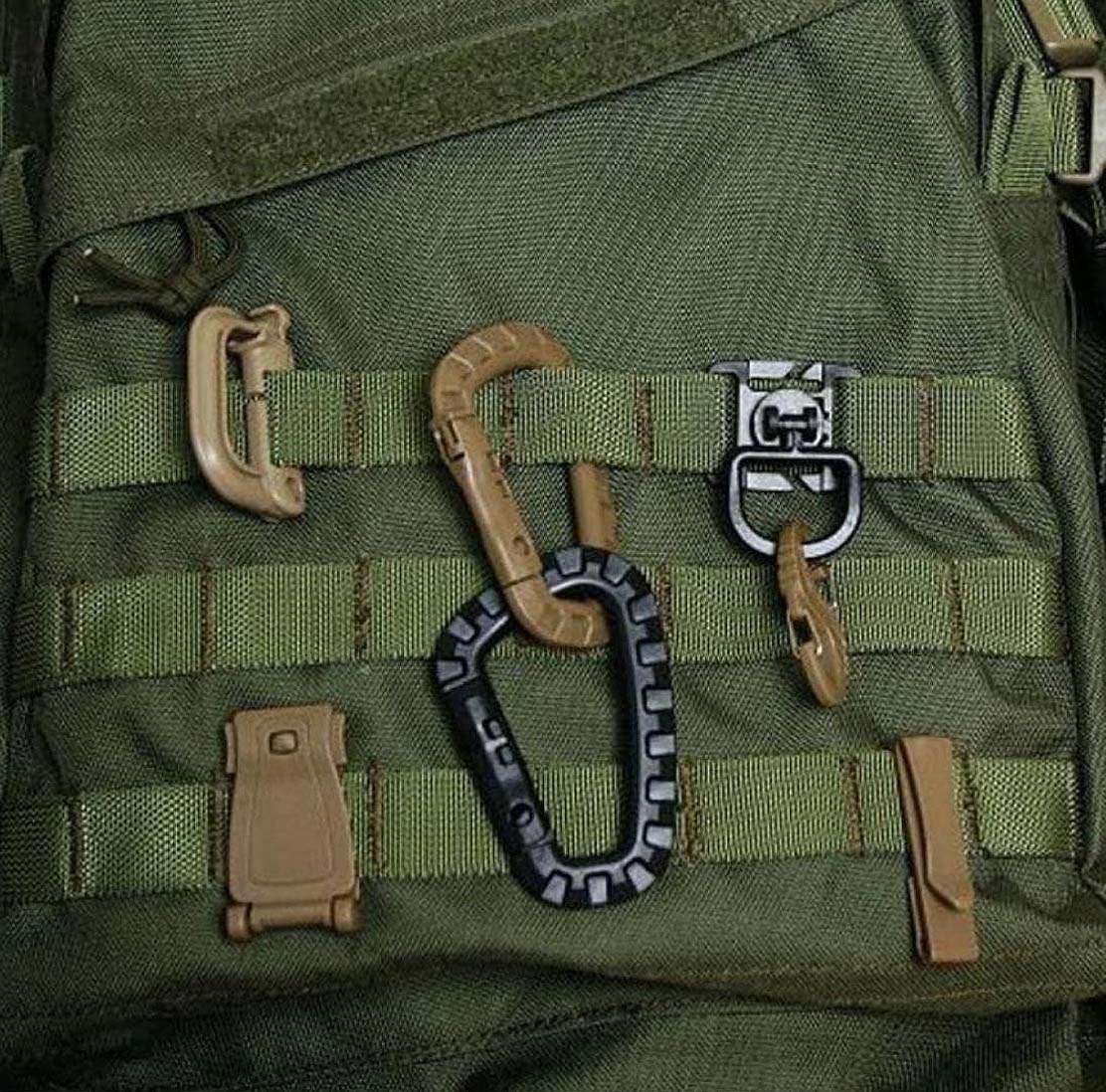 Tactical D-Ring Grimlock Carabiner Clip, 4-Pack