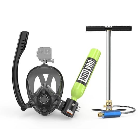 Full Face Mask with Mini Scuba Tank & Hand Pump