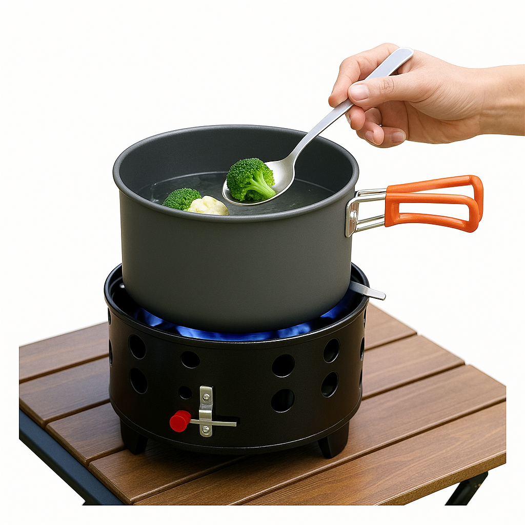 19800W 7-Core Camping Stove – High-Power Windproof Gas Burner with Electronic Ignition