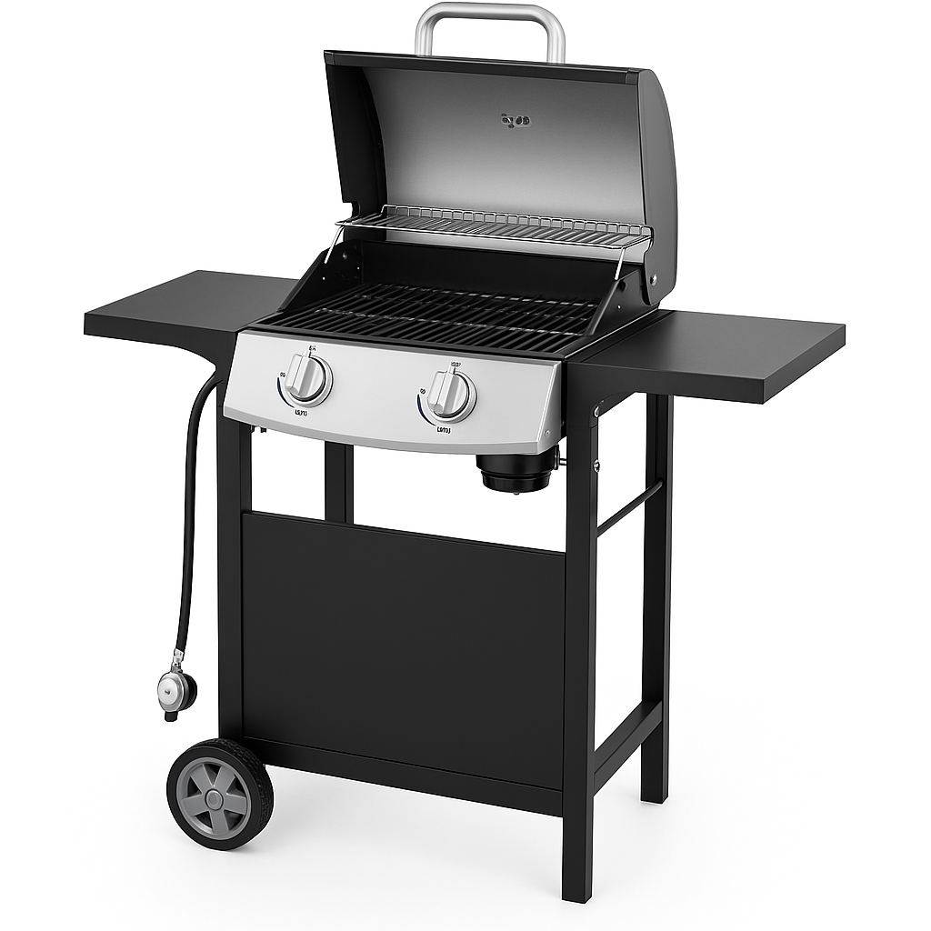 2-Burner Propane Gas Grill - Stainless Steel with Side Shelves