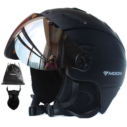 Professional Half-Covered Ski Helmet with Goggles Visor – Integrated Protection and Style for Men and Women