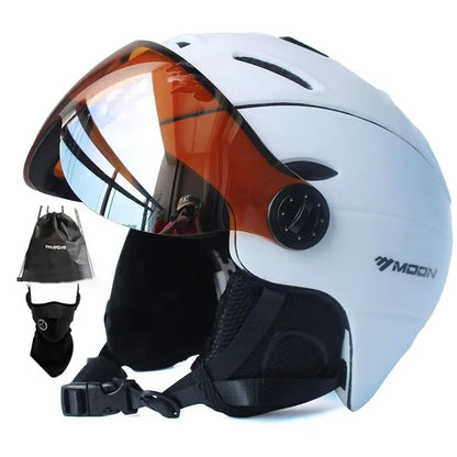 Professional Half-Covered Ski Helmet with Goggles Visor – Integrated Protection and Style for Men and Women