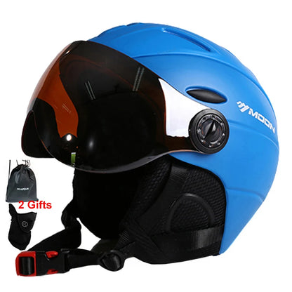 Professional Half-Covered Ski Helmet with Goggle Strap – Lightweight Winter Sports Protection