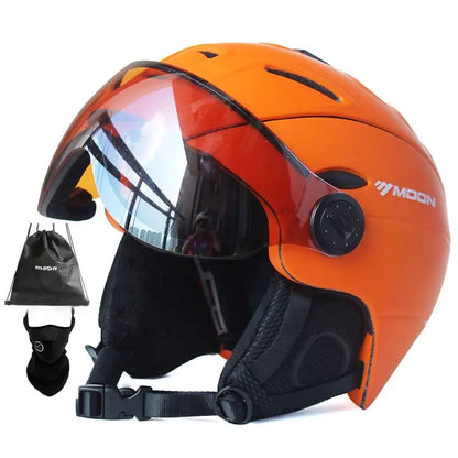Professional Half-Covered Ski Helmet with Goggles Visor – Integrated Protection and Style for Men and Women