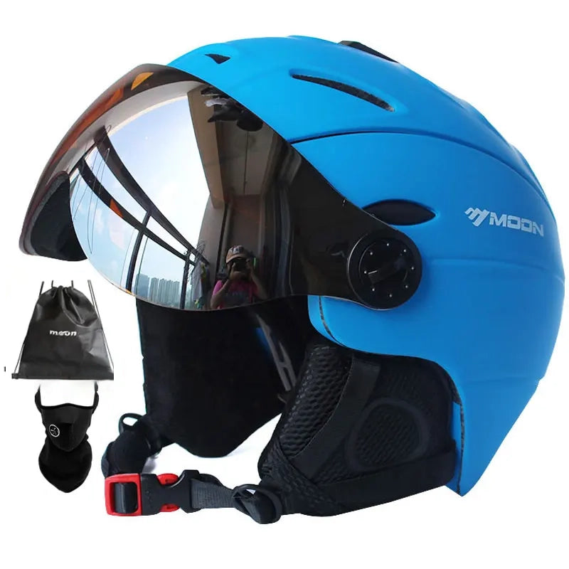 Professional Half-Covered Ski Helmet with Goggles Visor – Integrated Protection and Style for Men and Women