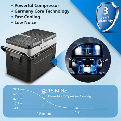 Portable Electric Dual-Zone Fridge Freezer – Travel-Ready Cooling for Camping & Trucking