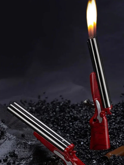 Mini Gun Dual Flames Lighter - Refillable Butane Gas