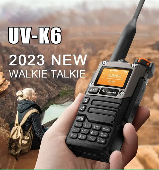 5W Air Band Walkie Talkie – Dual Band, NOAA Alerts, Type-C Charging
