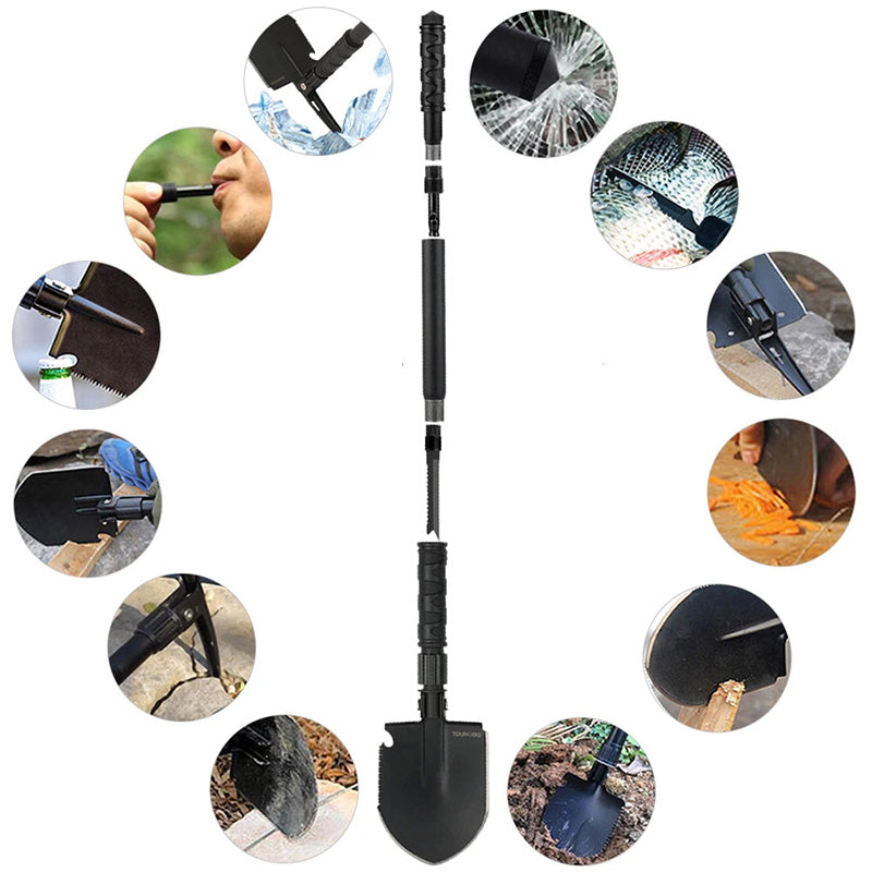 Foldable Tactical Shovel, Multifunctional Survival Tool