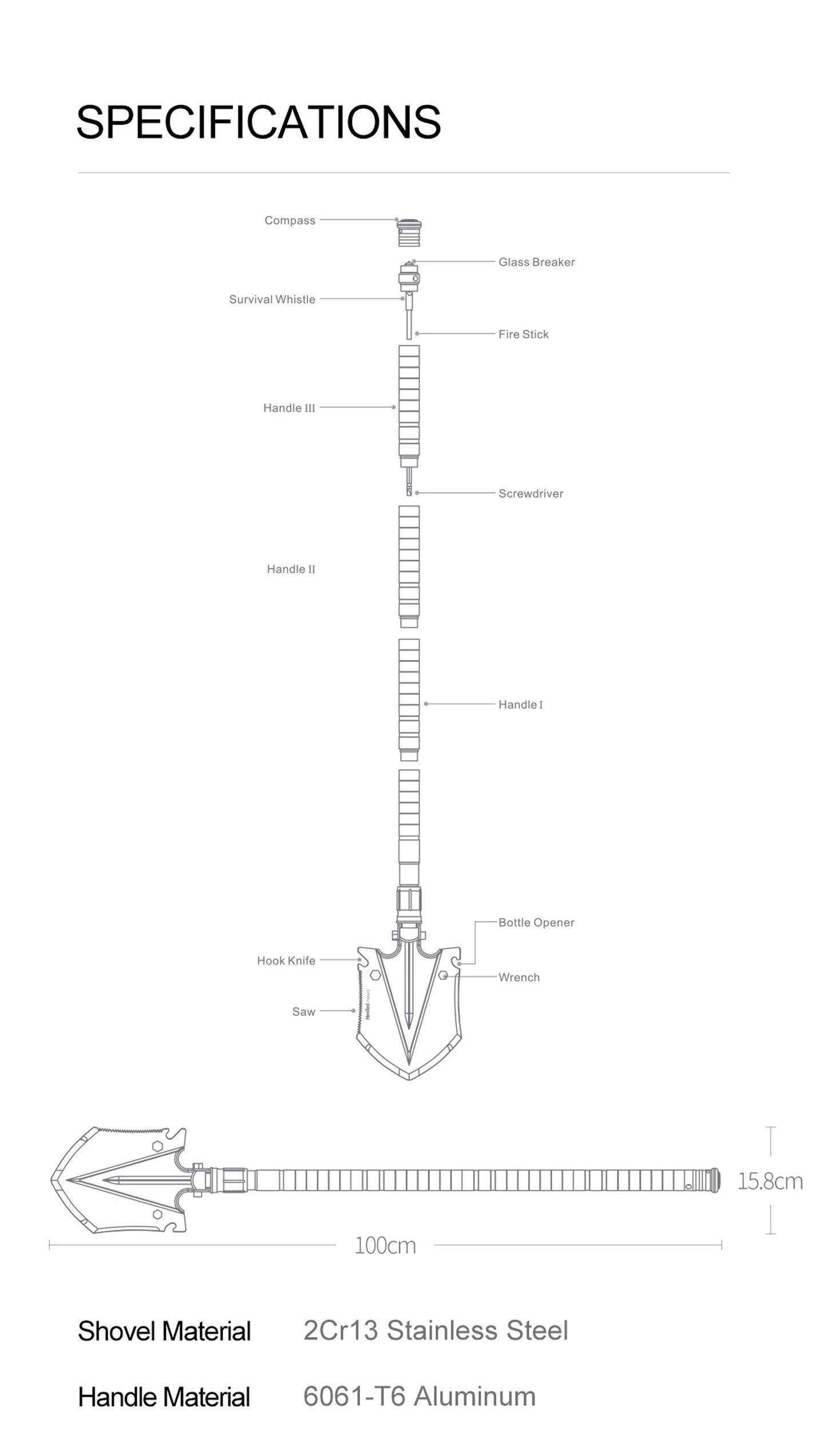 Survival Now™ Folding Multifunction Shovel