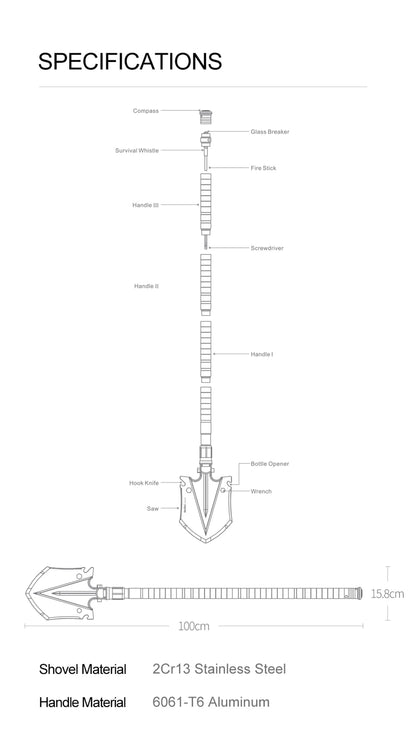 Survival Now™ Folding Multifunction Shovel