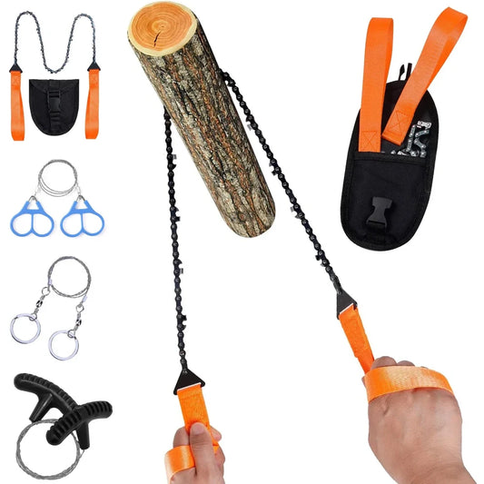 Portable Survival Chain Saw, High-Carbon Steel Tool for Outdoor