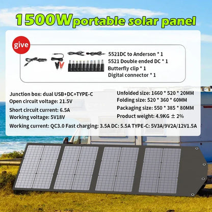 Survival Now™ 1500W Portable Solar Panel Kit
