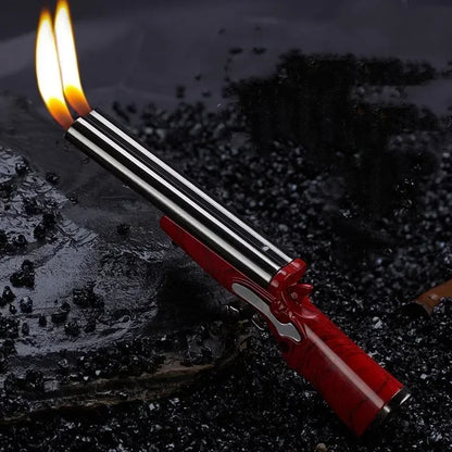 Mini Gun Dual Flames Lighter - Refillable Butane Gas